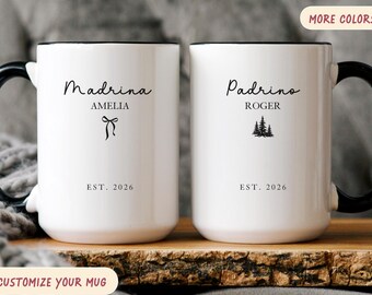 Custom Padrinos Proposal Mug Set, Godparent Proposal Gift in Spanish, Madrina Padrino Mugs Set, Baptism Favor, Godparent Baptism Keepsake