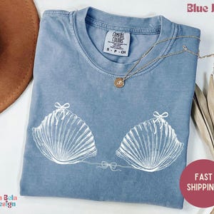 Seashell Shirt Comfort Colors, Ocean Lover Tee, Summer Trip TShirt, Mermaid Shirt, Preppy Coastal Aesthetic Tee, Coquette Bow Beach Shirt
