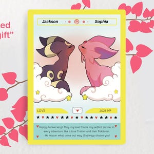 Custom Poke Valentine's Card Poke Digital Valentine Present Hand-Drawn Design Gift for Gamers Couple Gift Card Anniversary Invitation Gift