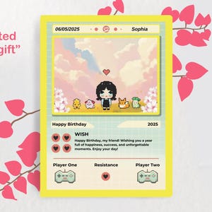 Gepersonaliseerde Poke verjaardagskaart, idee voor handgetekende kaarten, verjaardagscadeau voor haar, verjaardagscadeaukaart, cadeau voor Poke-fans, cadeau voor meisjes