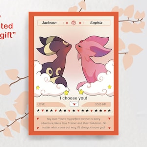 Custom Poke Valentine's Card Poke Digital Valentine Present I choose you Gift for Gamers Couple Gift Card Anniversary Invitation Gift
