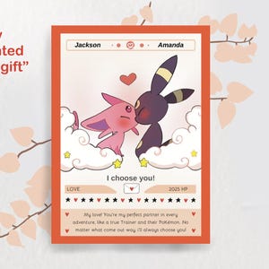 Benutzerdefinierte Poke-Valentinskarte. Poke-Digital-Valentinstagsgeschenk. Ich wähle Sie aus. Geschenk für Gamer. Geschenkkarte für Paare, Jubiläumseinladung