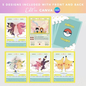 Custom Poke Valentine's Card Poke Digital Valentine Present Hand-Drawn Design Gift for Gamers Couple Gift Card Anniversary Invitation Gift