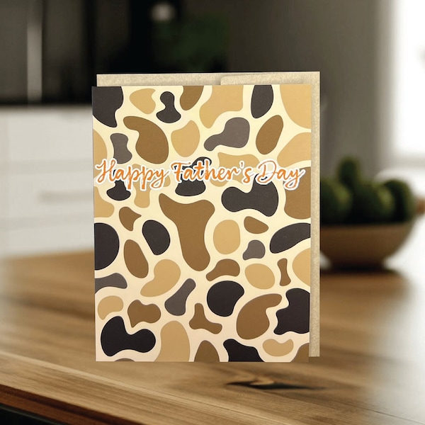 Waterfowl Camo Fathers Day Card, Camouflage Father's Day Card, Vintage Camo Father's Day Card, Fathers Day Card for Hunter Dad, Old School