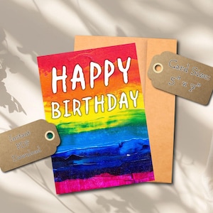 Cartão de aniversário de tela de arco-íris para impressão, cartão de aniversário de arco-íris, cartão de aniversário divertido para download instantâneo, aniversário de orgulho, cartão de aniversário de impressão rápida