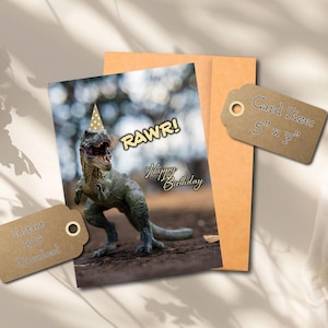 Cartão de aniversário T-Rex para impressão, cartão de aniversário de dinossauro, cartão de aniversário divertido para download instantâneo, TRex Dino BDay, cartão de aniversário de impressão rápida para menino