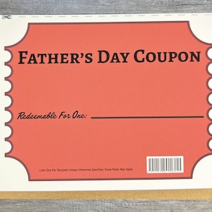 Father&#39;s Day Coupon Card, Coupon for Dad, Coupon for Fathers Day, Fathers Day Card, Coupon for Daddy, Happy Fathers Day Card, Coupon for Him