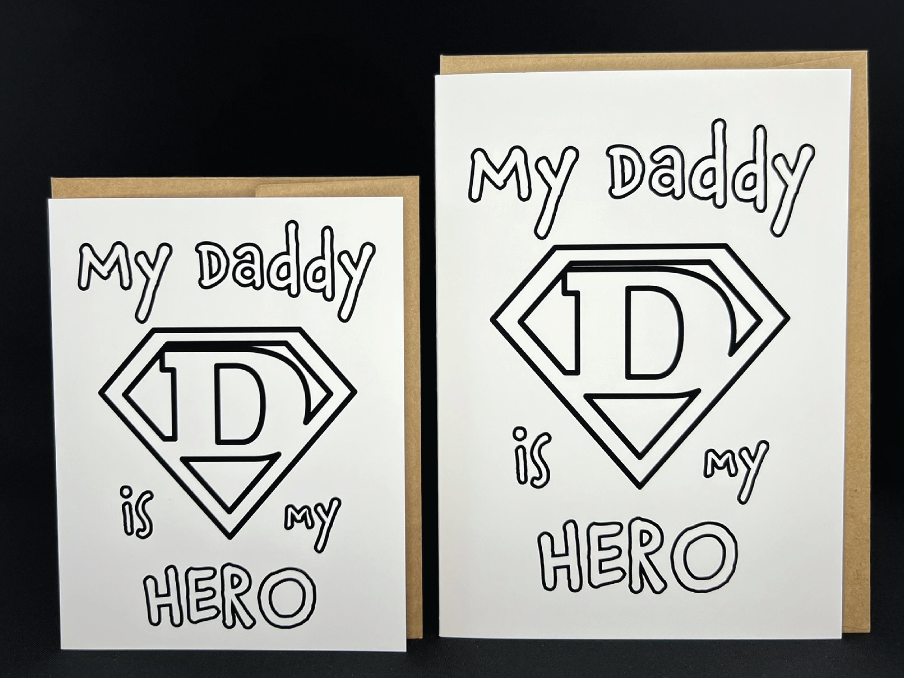 Blank Coloring Page Daddy Card, Kids Super Dad Hero Card to Color ...