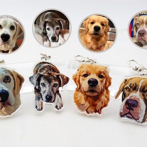 Pet Portrait Keychain, Custom Cat Keychain, Personalized Dog Photo Keychain, Pet Memorial Gift, Gift for Pet Lovers, Custom Dog Bag Charm