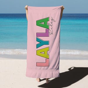 Personalized Beach Towel for Kids Adults, Custom Name Pool Towel, Summer Towel, Vacation Accessory, Unique Birthday Gift, Custom Beach Decor
