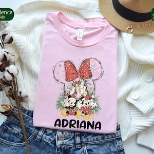 Custom Name Disney Christmas Shirt, Personalized Mickey and Minnie Holiday Sweatshirt, Magical Family Christmas Trip ,Castle Vacation Hoodie