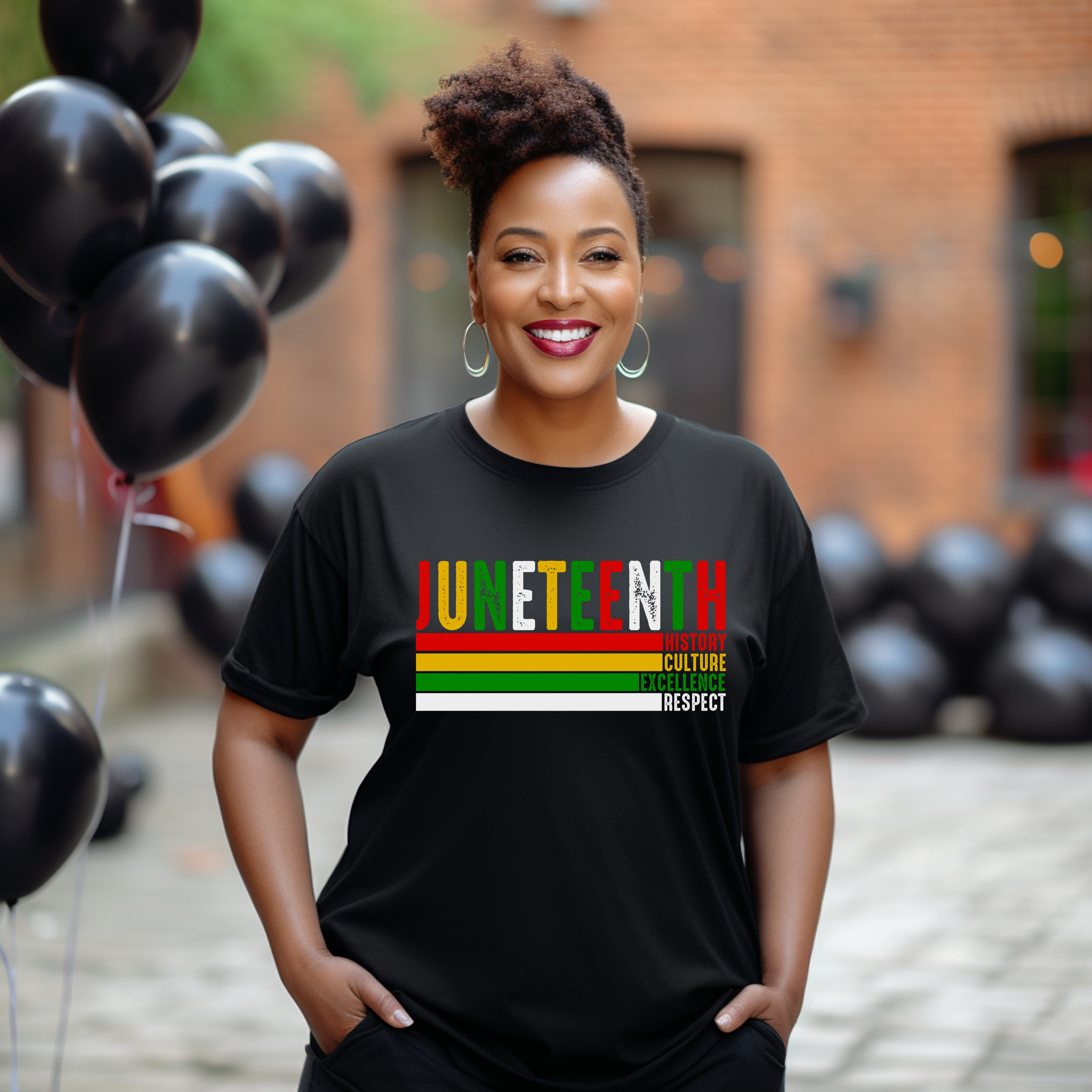 MAIHUN Juneteenth Heart T-Shirt - Black History Afro American Freedom 1865 Tee | Women's Short Sleeve Top - View #11
