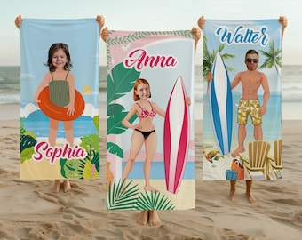 Toalla de playa con foto personalizada, divertida toalla de verano con estampado corporal, recuerdo personalizado para fiesta en la piscina, regalos para despedida de soltera.