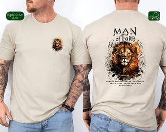 Man of Faith Lion Tshirt, Bible Verse Tee, Christian Men's Hoodie, Religious Gift for Him, Scripture Quote Sweatshirt, Christian Men T-shirt