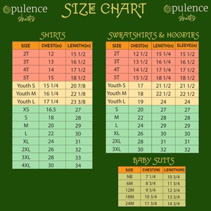 Puede incluir: Tabla de tallas para camisas, sudaderas, sudaderas con capucha y monos de beb&eacute;. La tabla muestra las tallas desde 2T hasta 4XL para camisas y sudaderas, y desde NB hasta 24M para monos de beb&eacute;. Las medidas est&aacute;n en pulgadas.