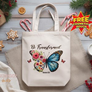 Be Transformed Tote Bag, Christian God Tote, Faith Based Bag, Bible Verse Bag, Religious Market Tote