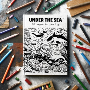 Under the Sea Coloring Book - Ocean Creatures, Whales, Dolphins - Digital Download for Relaxation & Fun