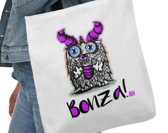 Bonza eco bag, monster lover, Aussie slangs, Australia, funny quote, illustrated, tote bag