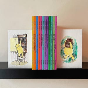 Hand-Painted Wooden Bookends | Classic Children’s Nursery Decor | Winnie-the-Pooh Gift for Book Lover | CUSTOMS AVAILABLE See Description