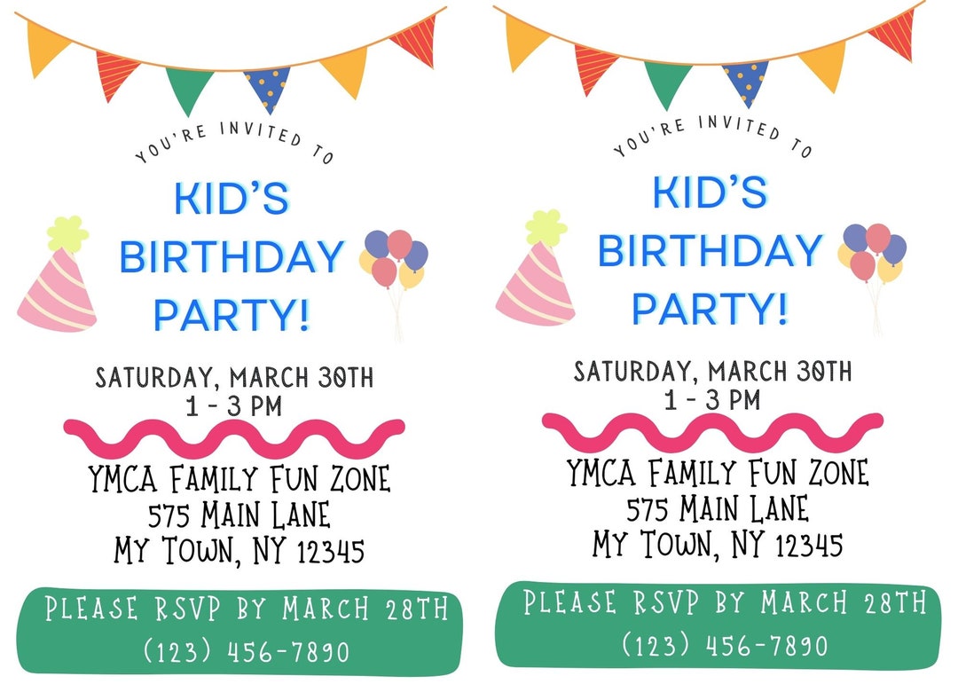 Customizable Kids Birthday Party Invitation - Etsy
