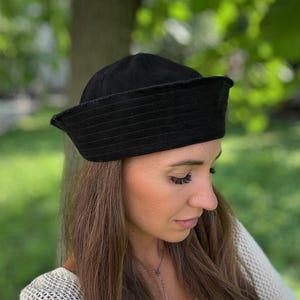 Vintage Cotton Sailor Hat | French Nautical Cap for Women | Handmade Unisex Summer Hat | Black, Beige or Rust Colors – Perfect Gift for Her
