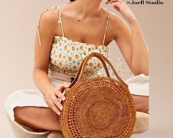 Round Rattan Handbag I Women's Handbag I Summer Bag I Travel Handbag I Beach Bag I Bohemian Bag I Bali Artisanal Bag