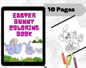 Easter coloring pages, Easter Egg coloring book, Easter Bunny coloring printables, Easter Activity, Coloring pages for Adults and kids