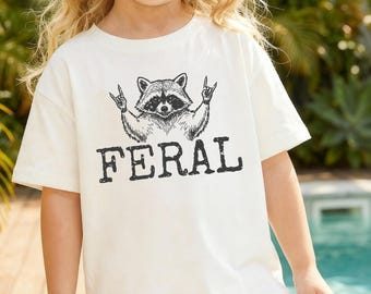 Vintage Feral Raccoon Shirt, Funny Animal Raccoon Tshirt, Sarcasm Gift for Boy Toddler Shirt