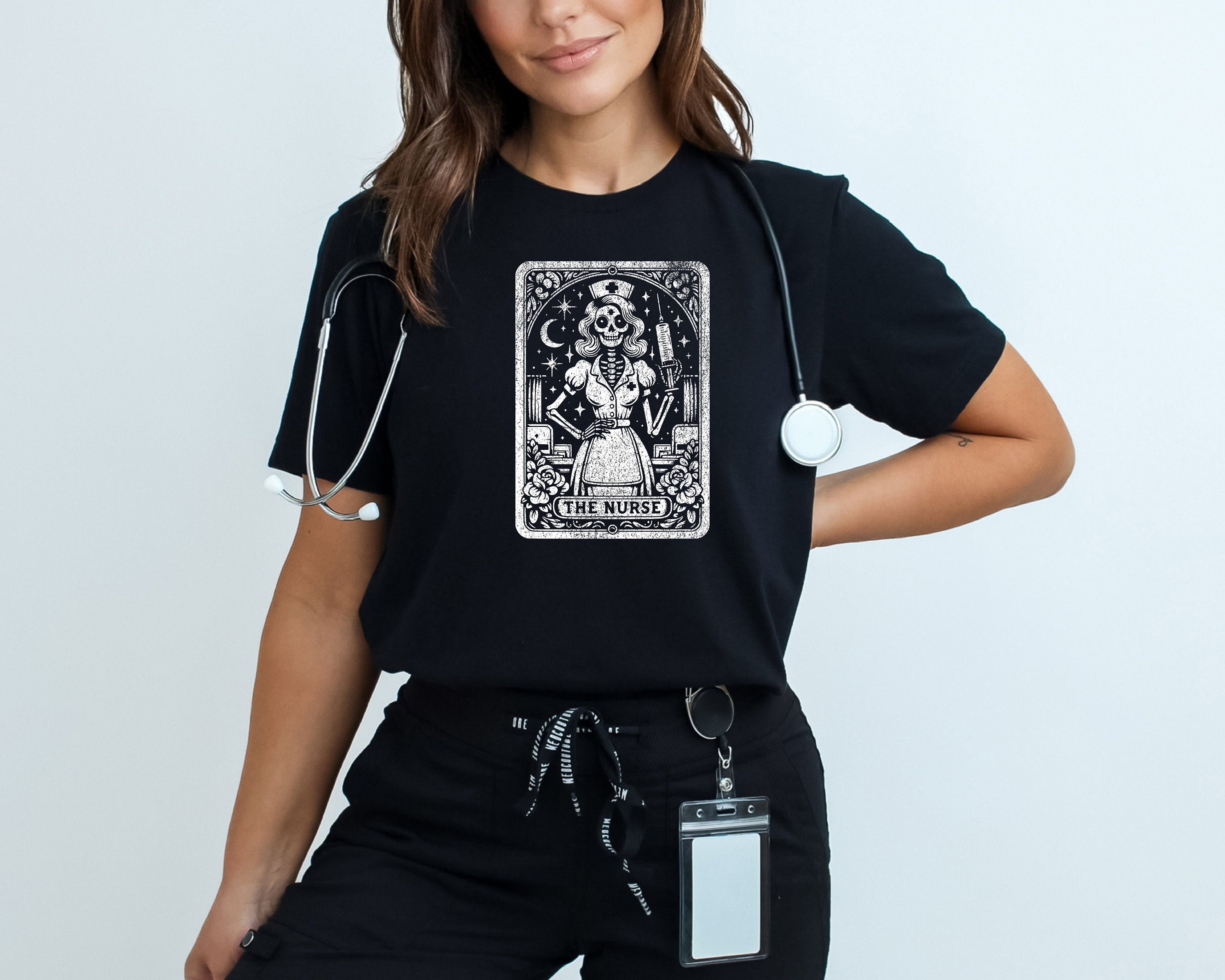 The Nurse Tarot Card Shirt, Nursing Witch Skull Tarot Shirt, Funny Skeleton Nurse Sweatshirt, The Registered Nurse Hoodie, Gift For Nurse