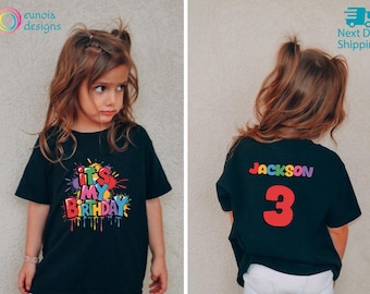 Camiseta de cumpleaños personalizada con nombre y edad, Camiseta "Es mi cumpleaños", Regalos para fiestas de cumpleaños de niñas y niños