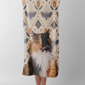 Custom Pet Portrait Beach Towel, Personalized Pet Cat Dog Portrait Towel, Pet Memorial Gift, Pet Lover Gift, Dog Mom Gift, Dog Cat Loss