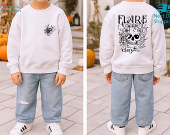 Flare Day Skeleton Kids Shirt, Chronic Illness Awareness Floral Hoodie, Health Awareness, Halloween Party Gift