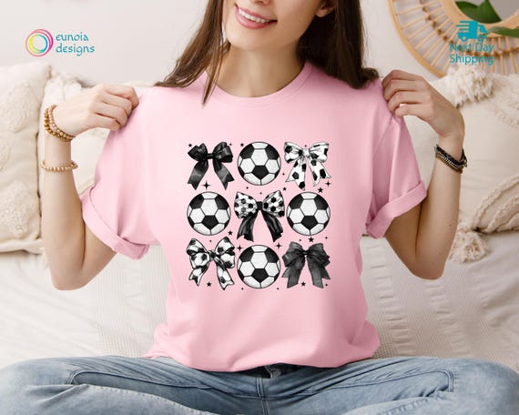 Vintage Soccer Bow Shirt, Game Day Sweatshirt, Sport Mom Gift, Cheer Mom Tee, Gift For Soccer Lover Mom, Soccer Coach Gift, Coquette Soccer