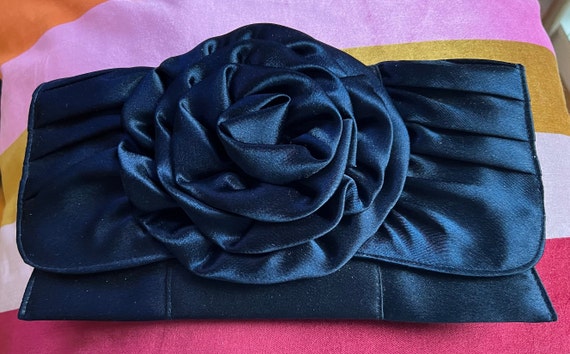Navy Blue Jessica McClintock purse with Flower De… - image 4