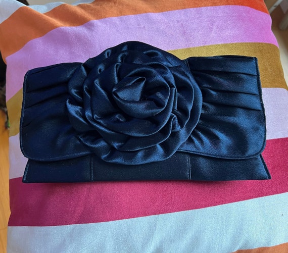Navy Blue Jessica McClintock purse with Flower De… - image 1