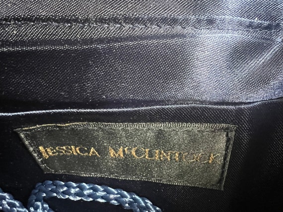 Navy Blue Jessica McClintock purse with Flower De… - image 5