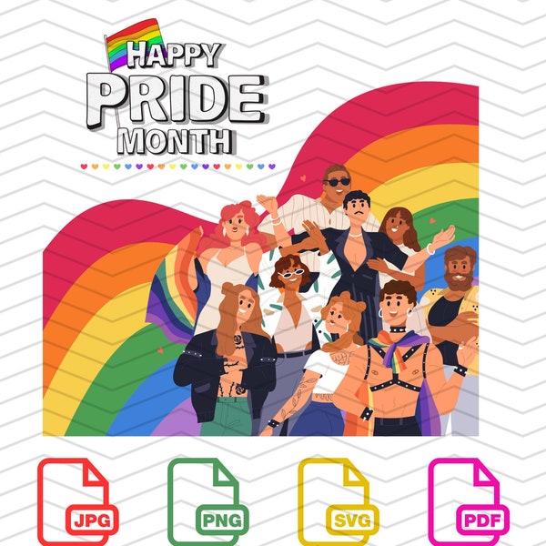 Happy Pride Month |Digital Download |Lgbtqia+ Design |Gay Pride |Lgbt |SVG | PDF |PNG |Digital Cut File | Cricut Maker |Silhouette Cameo 4