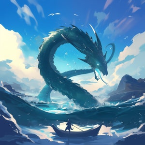 Deepsea Sea Serpent High Resolution Digital Wallpaper - Menacing Collection 3, Instant Downloadable Print, Digital Download Poster, Digital