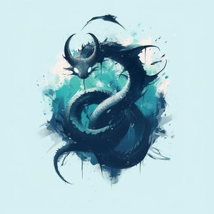 Deepsea Sea Serpent High Resolution Digital Print - Tribal Print Collection 3, Instant Downloadable Print, Digital Download Poster, Digital