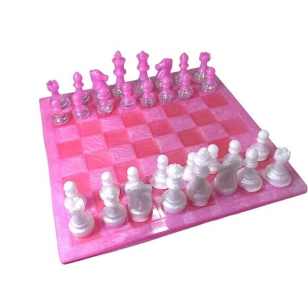 Handmade Resin Pink Chess Set Pink Candy Edition - Etsy