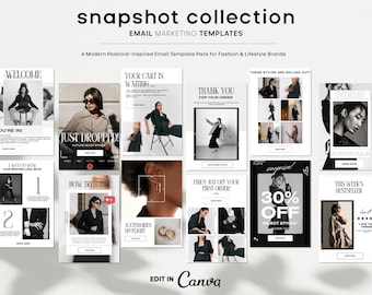 ポラロイドメールテンプレート｜ファッションブランドニュースレター、Canva（デジタルダウンロード）