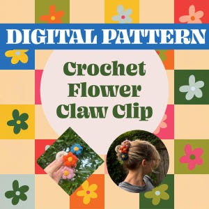 Digitalt mönster virkat blomklo klämma virkat marknadssäljare *DIGITALT* mönster