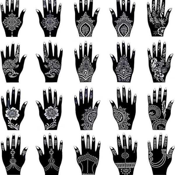 5 Sheets Mix Hand Tattoo Stencils Set Temporary Tattoo Temples Reusable Indian Arabian Tattoo Stickers Stencils Body Art for Women