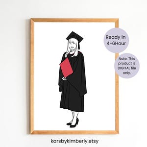 Custom Graduation Digital Portrait Prints, Personalized Line Art Drawings for Graduation Gifts, Completion Gifts, Academic Achievement Gifts