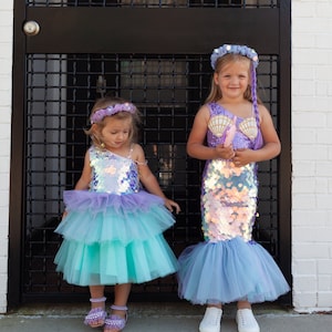 Mermaid Dress for Little Girls, Ages 1-10, Mermaid Theme Party, Girls Dress Up Clothes, First Birthday Outfit, Toddlers Halloween Gown