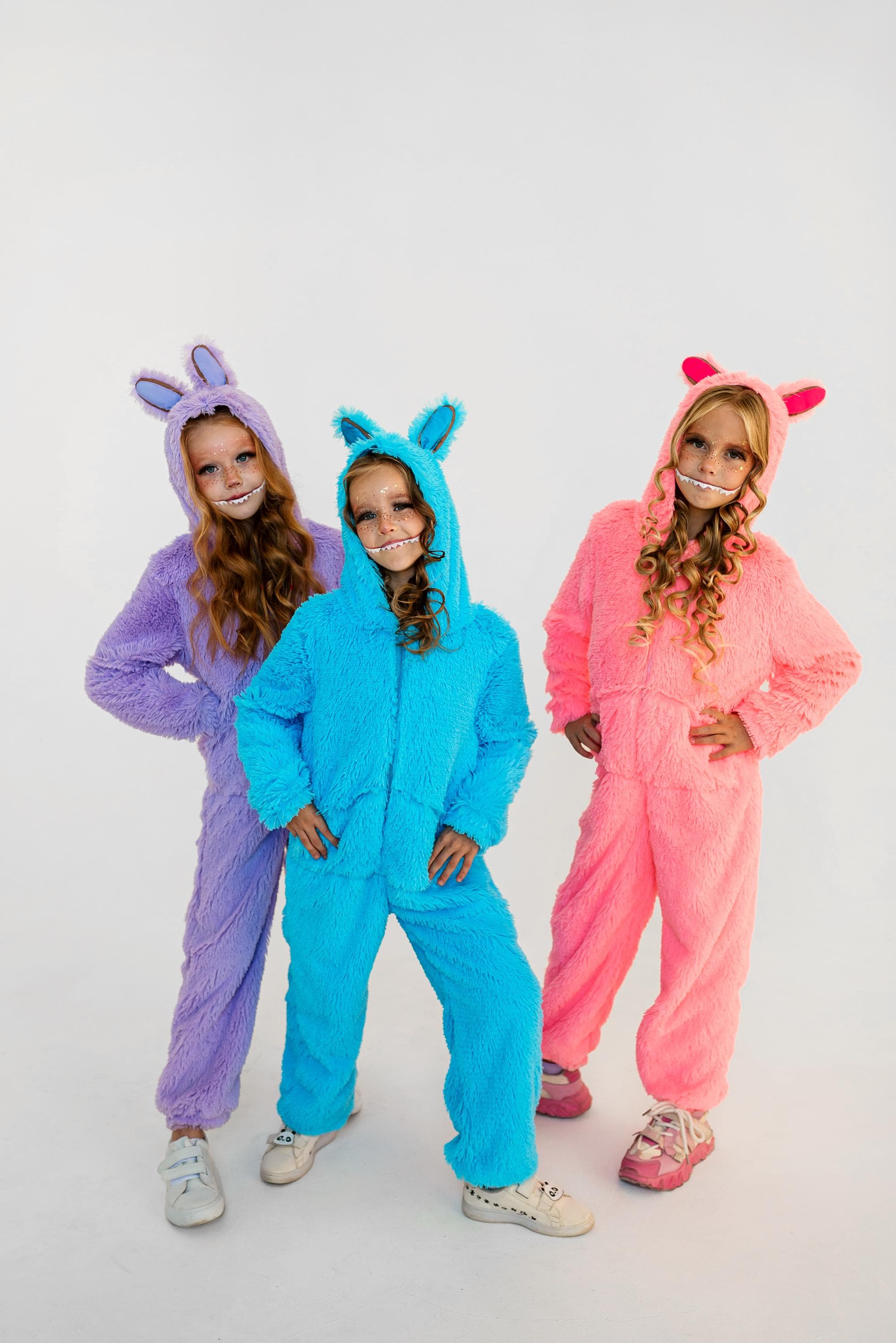 rosy monster キャンディクラウンチュニック　ブルー　S Lilac Pink Blue Monster Costume | Fluffy Kids Jumpsuit 4–16