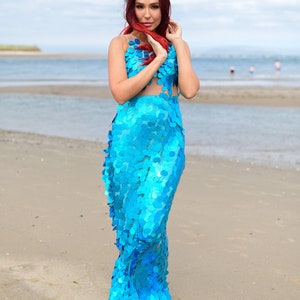 Turquoise Mermaid Dress for Adults With Sequins, Ocean Party Gown With ...