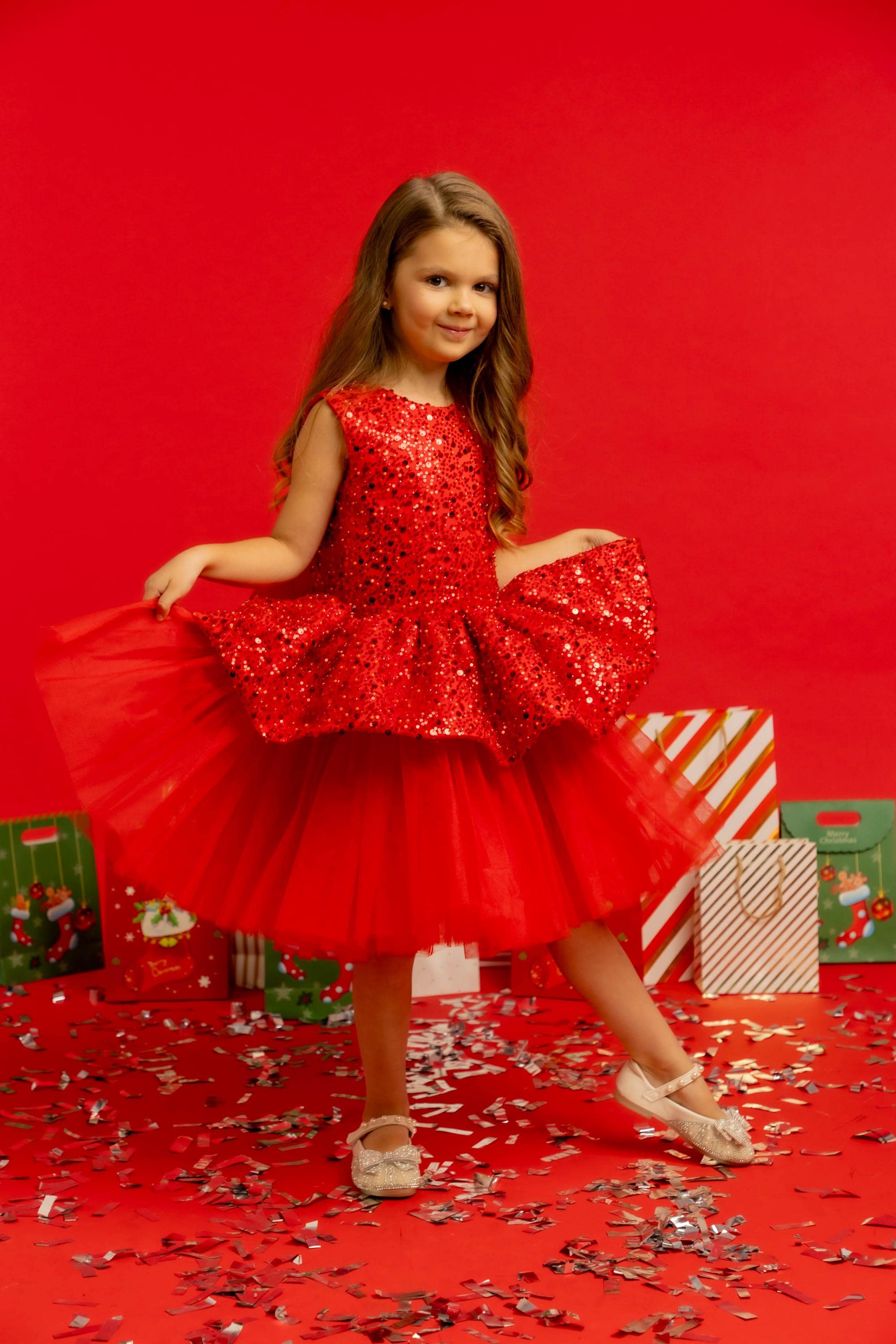 strapless open back dress Sparkly Red Sweetheart Mirror High-Low Homecoming Dress Red / 16 main image 1