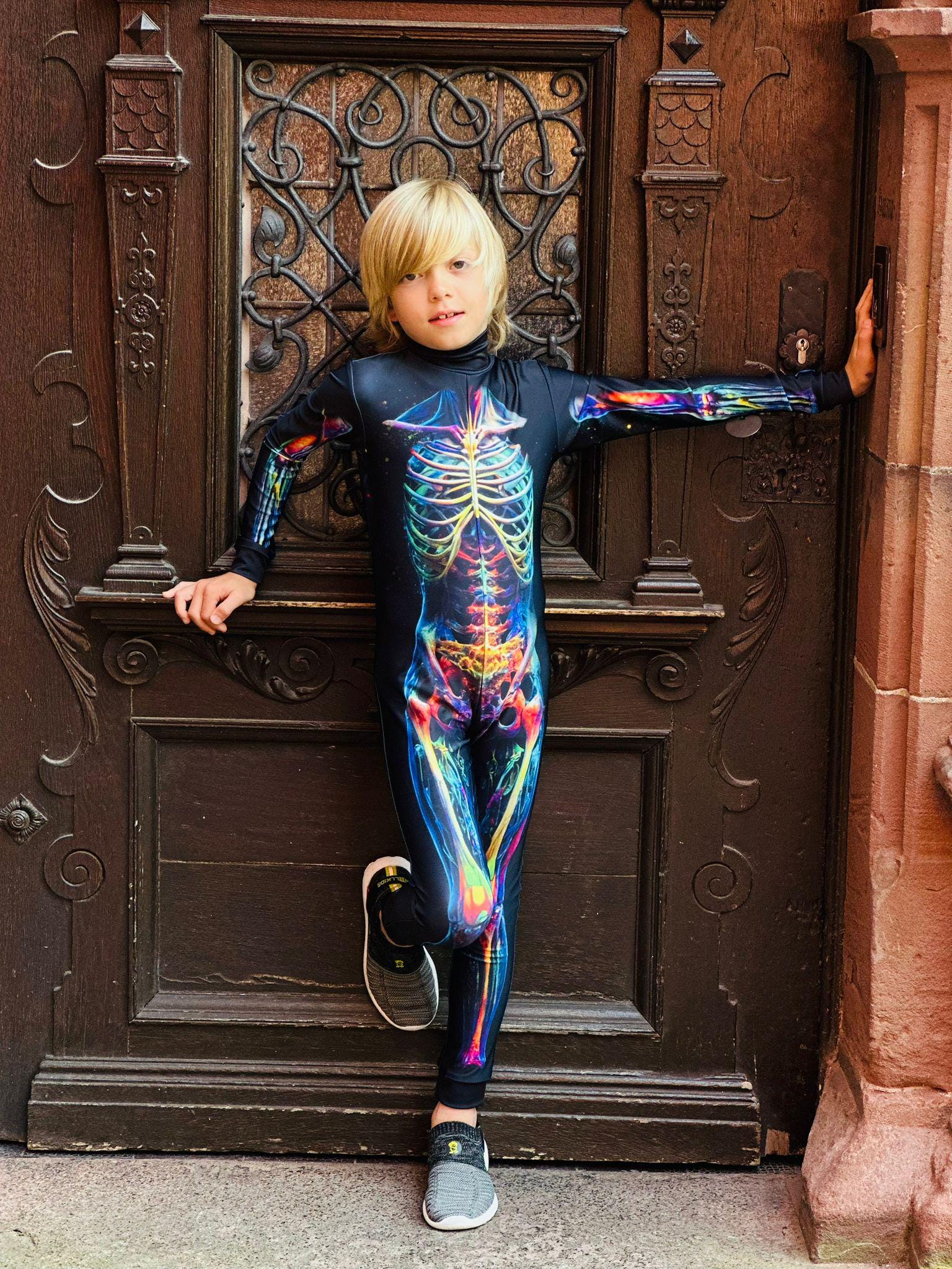 Rainbow Mystical Skeleton and Muscle Halloween Costume for Boys, Spooky Bodysuit, Perfect for Trick or Treat and Dress-up Toddler Party