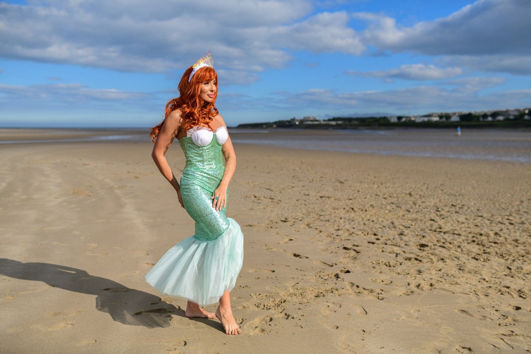 Adult Mermaid Costume With Sequin Corset and Tulle Skirt, Mermaid Crown ...